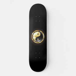 Skateboard Yin Yang or sur noir