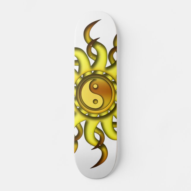 Skateboard, Yin Yang Sun, Yellow Gold Skateboard (Front)
