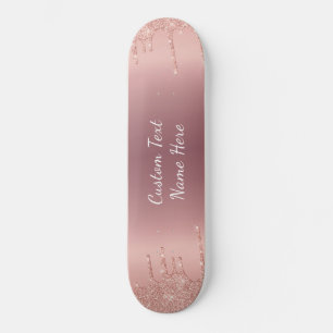 Skateboard Your Text Rose Gold Blush Glitter Sparkle
