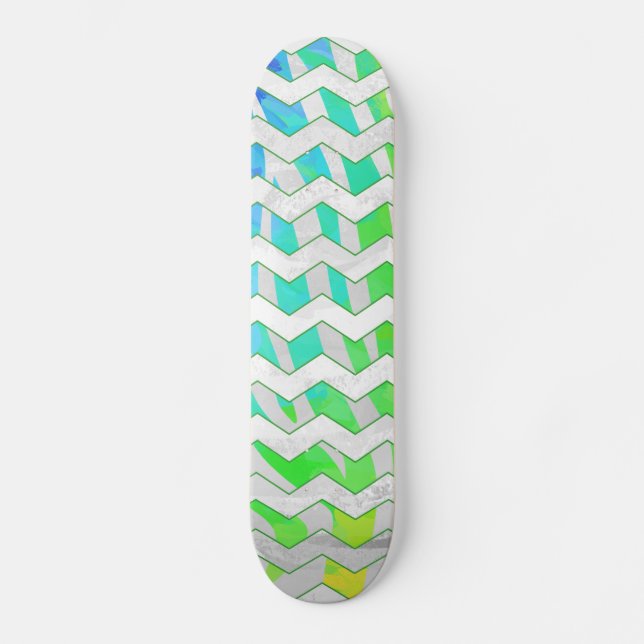 Skateboard Zebra Chevron Rainbow et White Print (Recto)