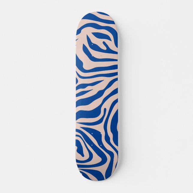 Skateboard Zebra Print Blue Zebra Stripes Poster de animal (Devant)