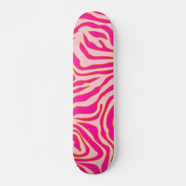 Skateboard Zebra Stripes Pink Orange Wild Animal Prince (Devant)