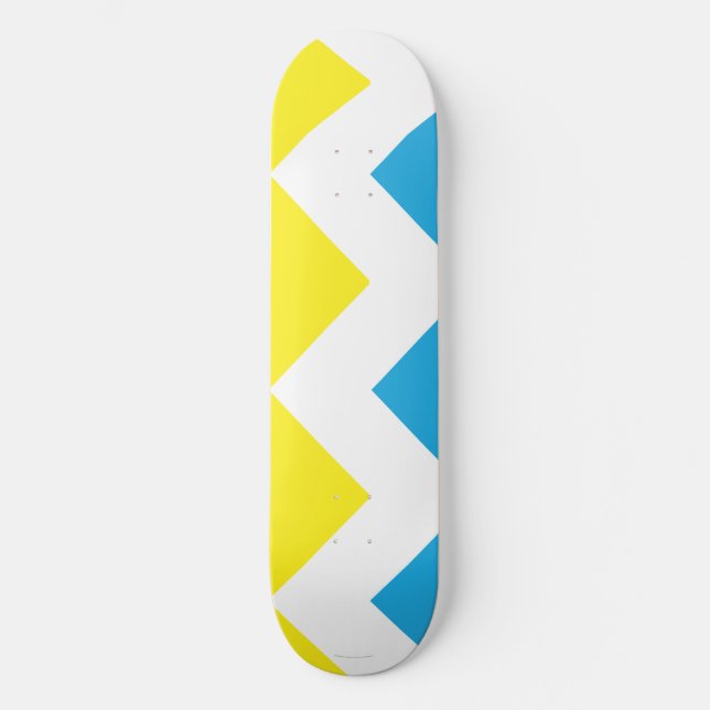 Skateboard Zigzag Jaune-Bleu (Recto)