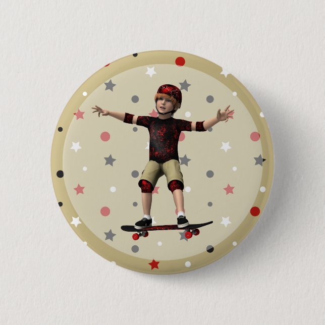 Skateboarder 2 Inch Round Button (Front)