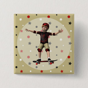 Skateboarder 2 Inch Square Button