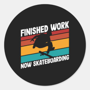 Skateboarder Finished Work Skateboarding Retro Des Classic Round Sticker