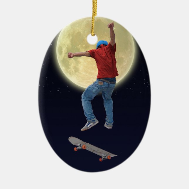 Skateboarder Get Some Air Action Street Kulcha Art Ceramic Ornament (Front)