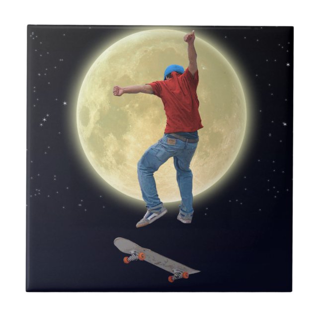 Skateboarder Get Some Air Action Street Kulcha Art Tile (Front)