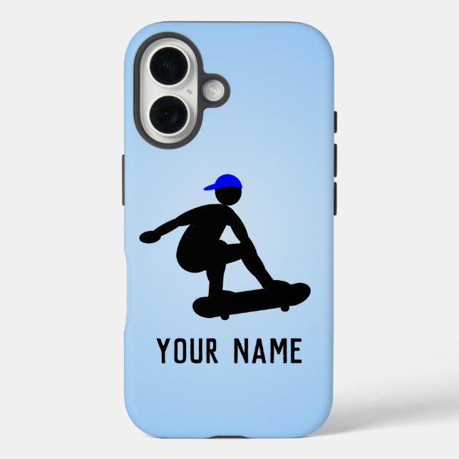 Skateboarder guy doing Tricks - cool blue custom Case-Mate iPhone Case (Back)