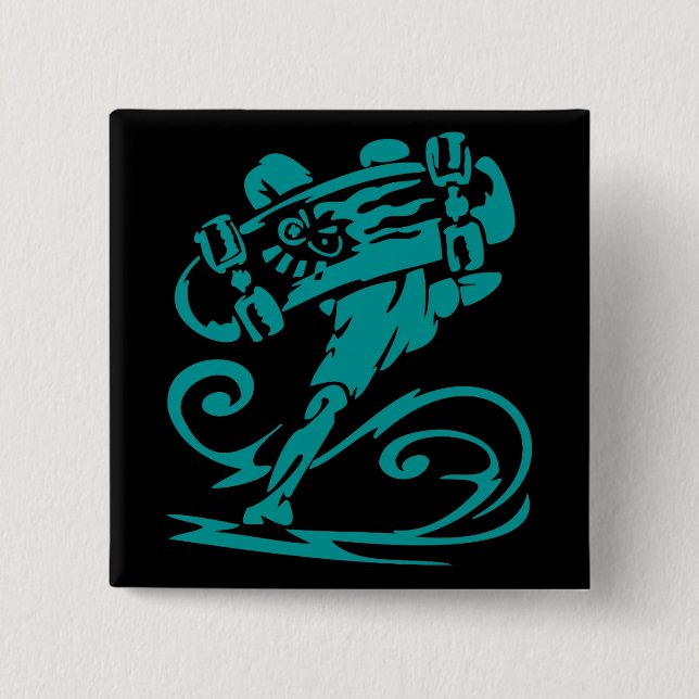 Skateboarder Handstand 2 Inch Square Button (Front)