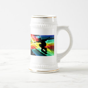 Skateboarder in Criss Cross Lightning Beer Stein