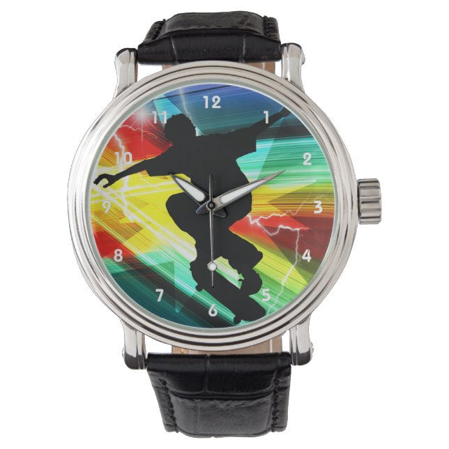 Skateboarder in Criss Cross Lightning Watch (Front)