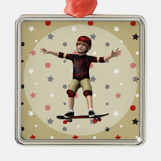 Skateboarder Metal Ornament (Front)