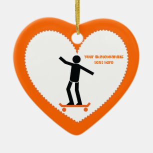 Skateboarder on his skateboard custom ceramic ornament
