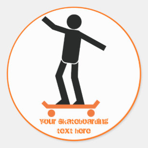 Skateboarder on his skateboard custom classic round sticker