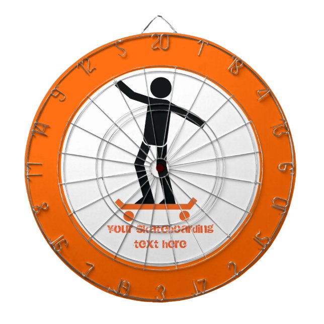 Skateboarder on his skateboard custom dartboard (Front)