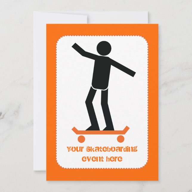 Skateboarder on his skateboard custom invitation (Front)