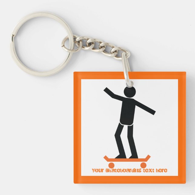 Skateboarder on his skateboard custom keychain (Front)