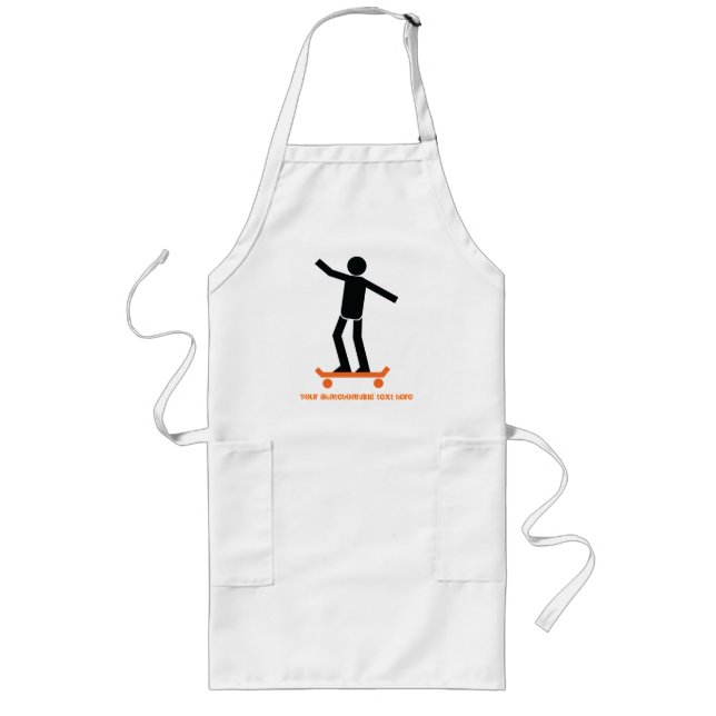 Skateboarder on his skateboard custom long apron (Front)