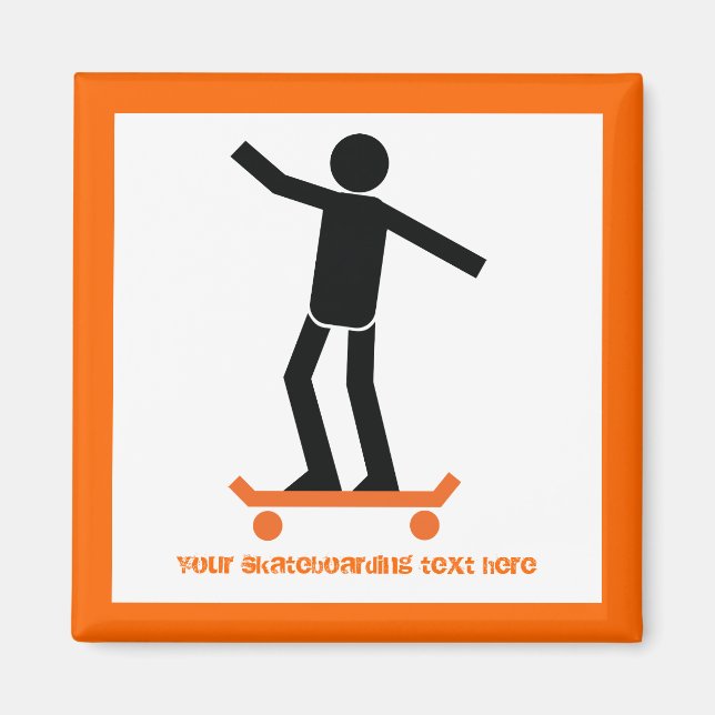 Skateboarder on his skateboard custom magnet (Front)