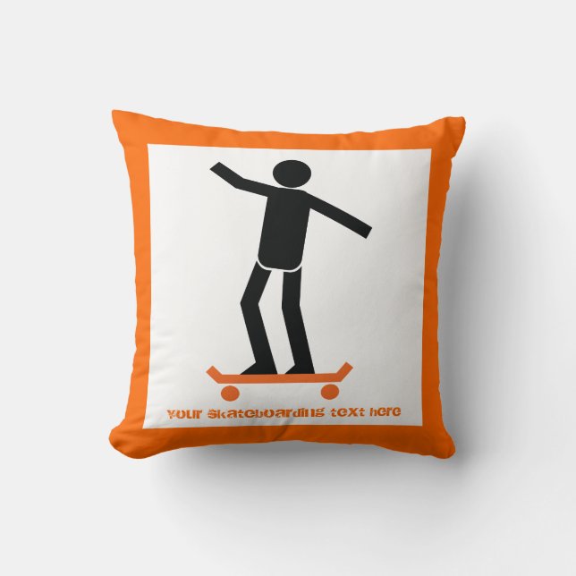 Skateboarder on his skateboard custom throw pillow (Front)