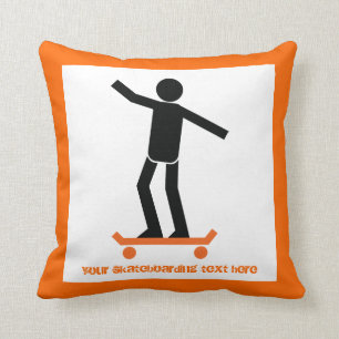 Skateboarder on his skateboard custom throw pillow