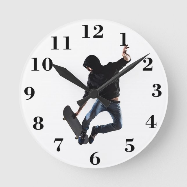 Skateboarder Round Clock (Front)