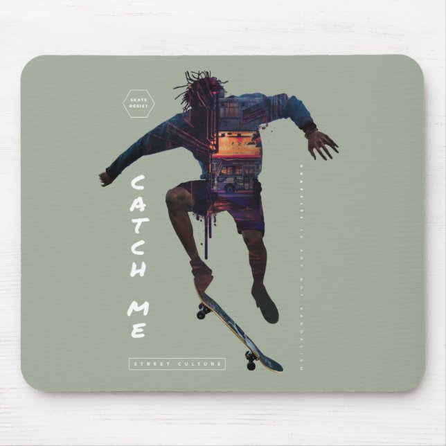 Skateboarder silhouette - Urban design Mouse Pad (Front)