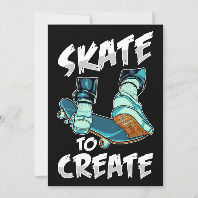 Skateboarder Skate To Create Invitation (Front)