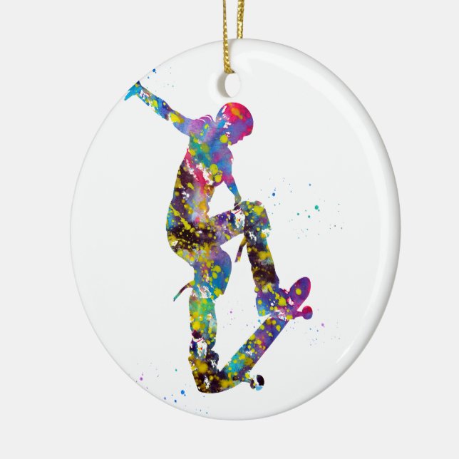 Skateboarder, Skateboard Ceramic Ornament (Left)