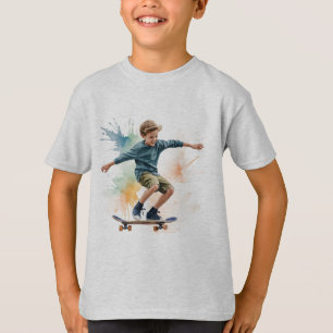 Skateboarder Skateboarding  Fun Watercolor  T-Shirt