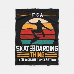 Skateboarder Skateboarding Retro  Fleece Blanket