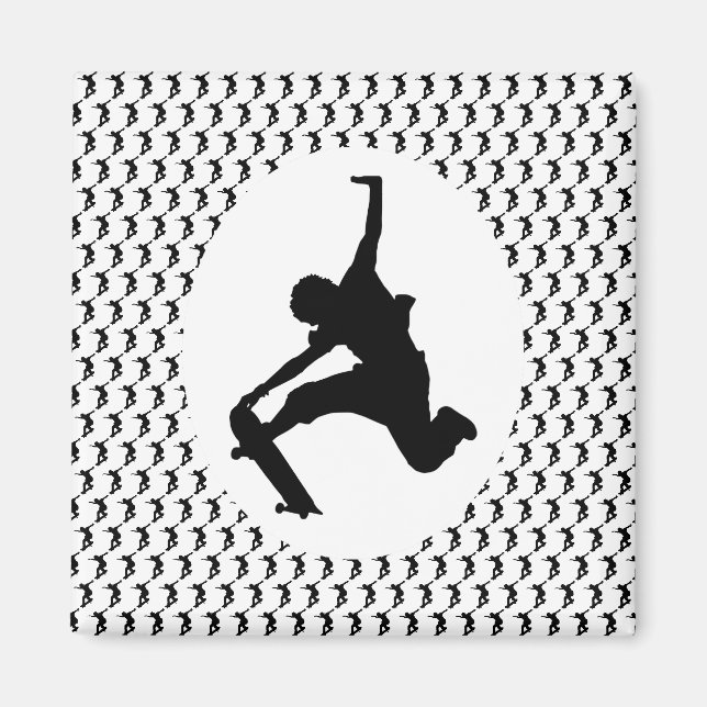 Skateboarder Skateboarding Skateboard Silhouette Magnet (Front)
