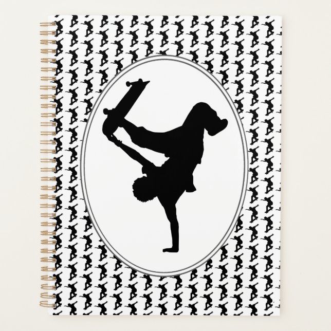Skateboarder Skateboarding Skateboard Silhouette Planner (Front)
