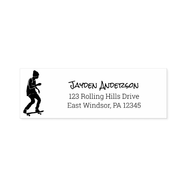 Skateboarder, Skateboarding Themed Return Address Self-inking Stamp (Design)