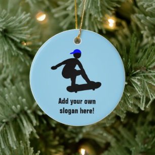 Skateboarder - Skater Boy graphic - add a name to  Ceramic Ornament