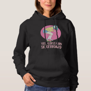 Skateboarder Skater Girl 80s Pastel Yes Girls Can  Hoodie