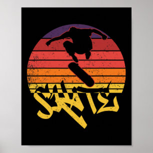 Skateboarder Skater Retro Skate Riding Skateboardi Poster