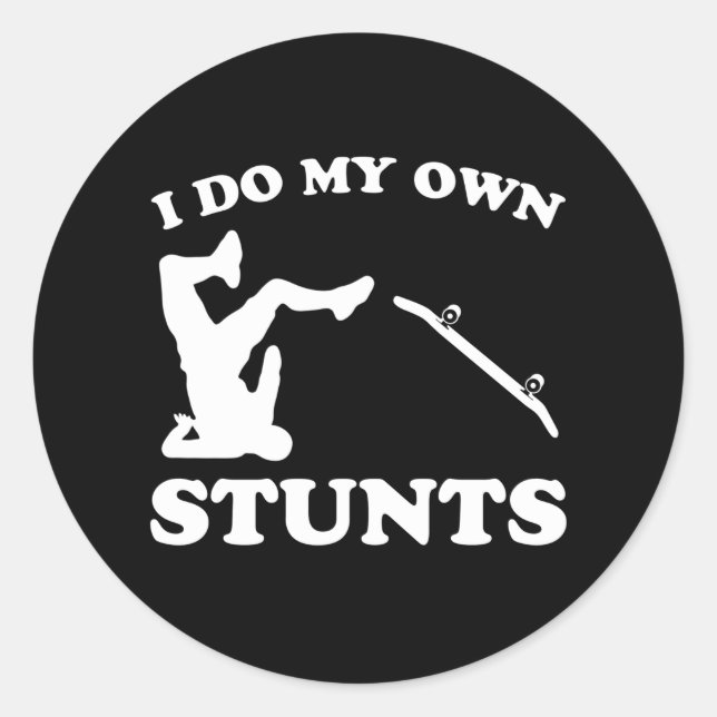 Skateboarder Stunts Fun Skateboard Gift Classic Round Sticker (Front)