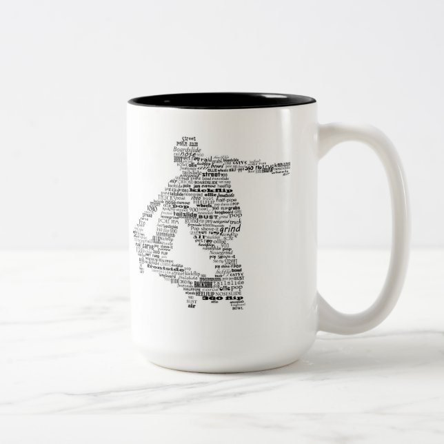 Skateboarder word collage Two-Tone coffee mug (Right)