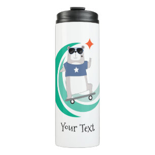 Skateboarding Bear with Custom Monogram Thermal Tumbler