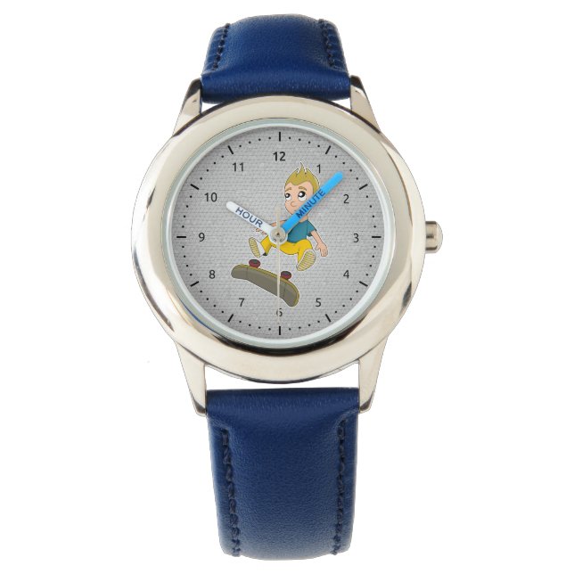 Skateboarding boy cartoon watch (Front)