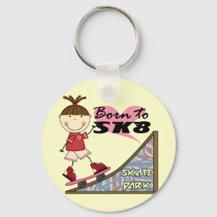 SKATEBOARDING - Brunette Girl Tshirts and Gifts Keychain