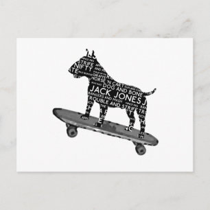 skateboarding bull terrier Cocney London Slang Postcard