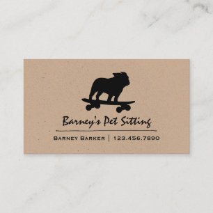 Skateboarding Bulldog Silhouette Business Card