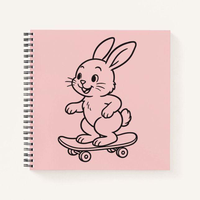 Skateboarding Bunny Notebook (Front)