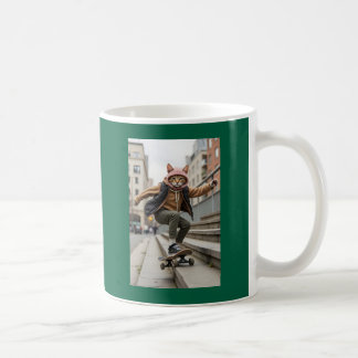 Skateboarding Cat Cool Pet Art Coffee Mug