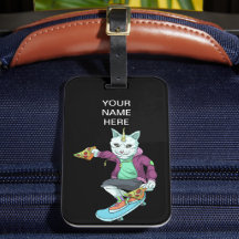 Skateboarding Cat Eating Pizza Skating