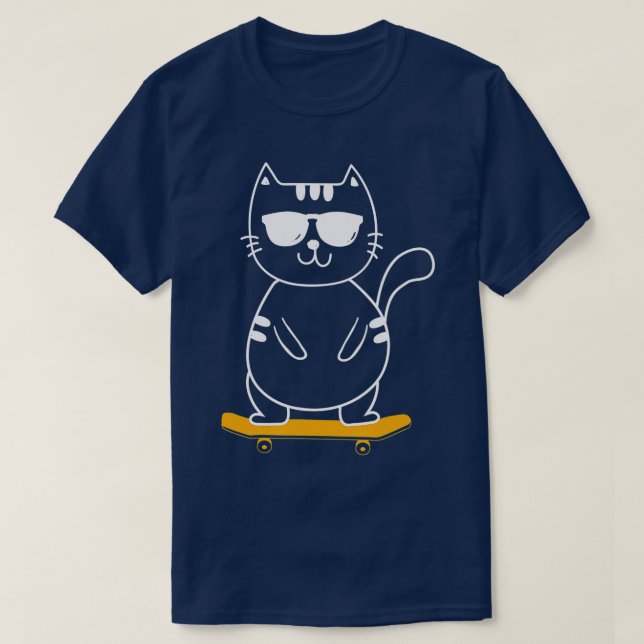 Skateboarding Cat - Skateboard Skateboarder Skater T-Shirt (Design Front)