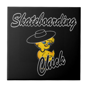 Skateboarding Chick #4 Tile